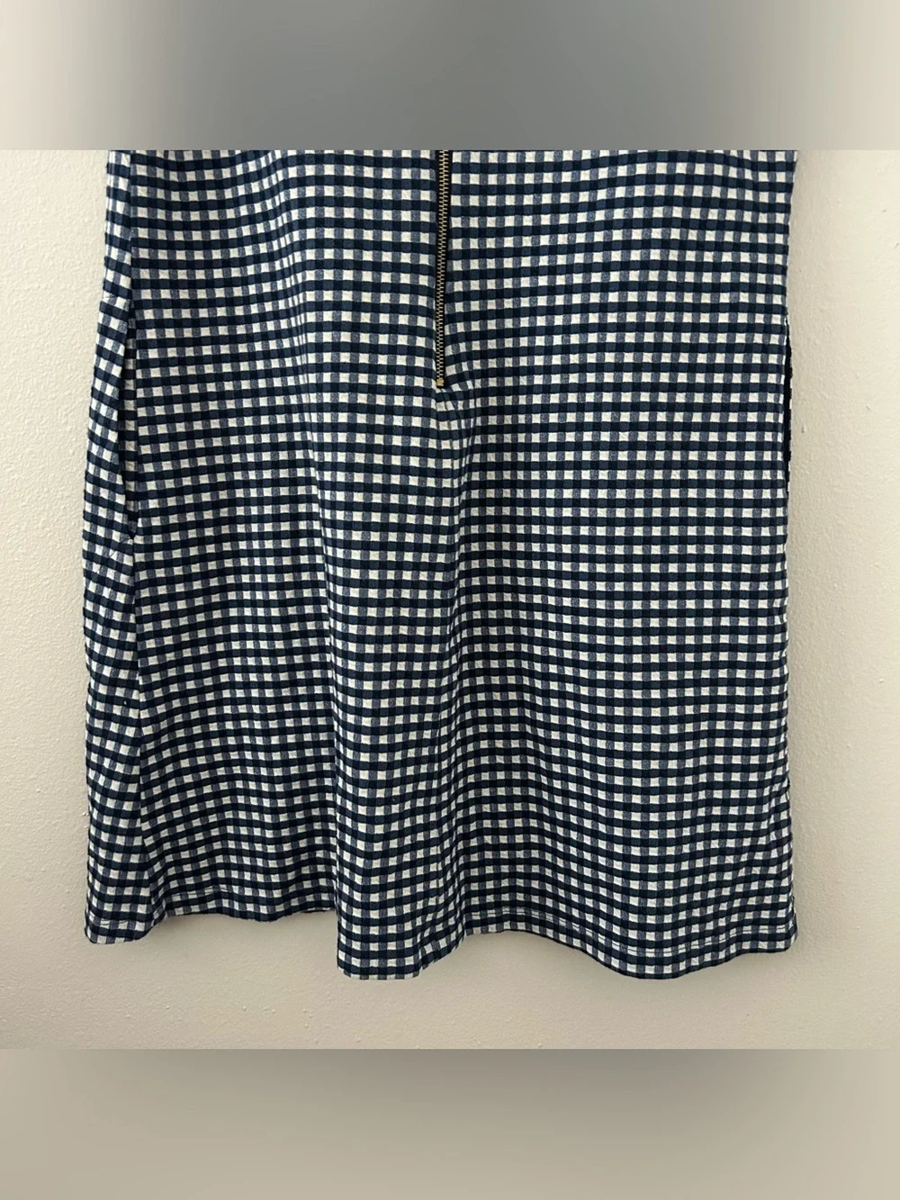 Sara Campbell Blue White Gingham Check Shift Dress Womens Size L Preppy Classic